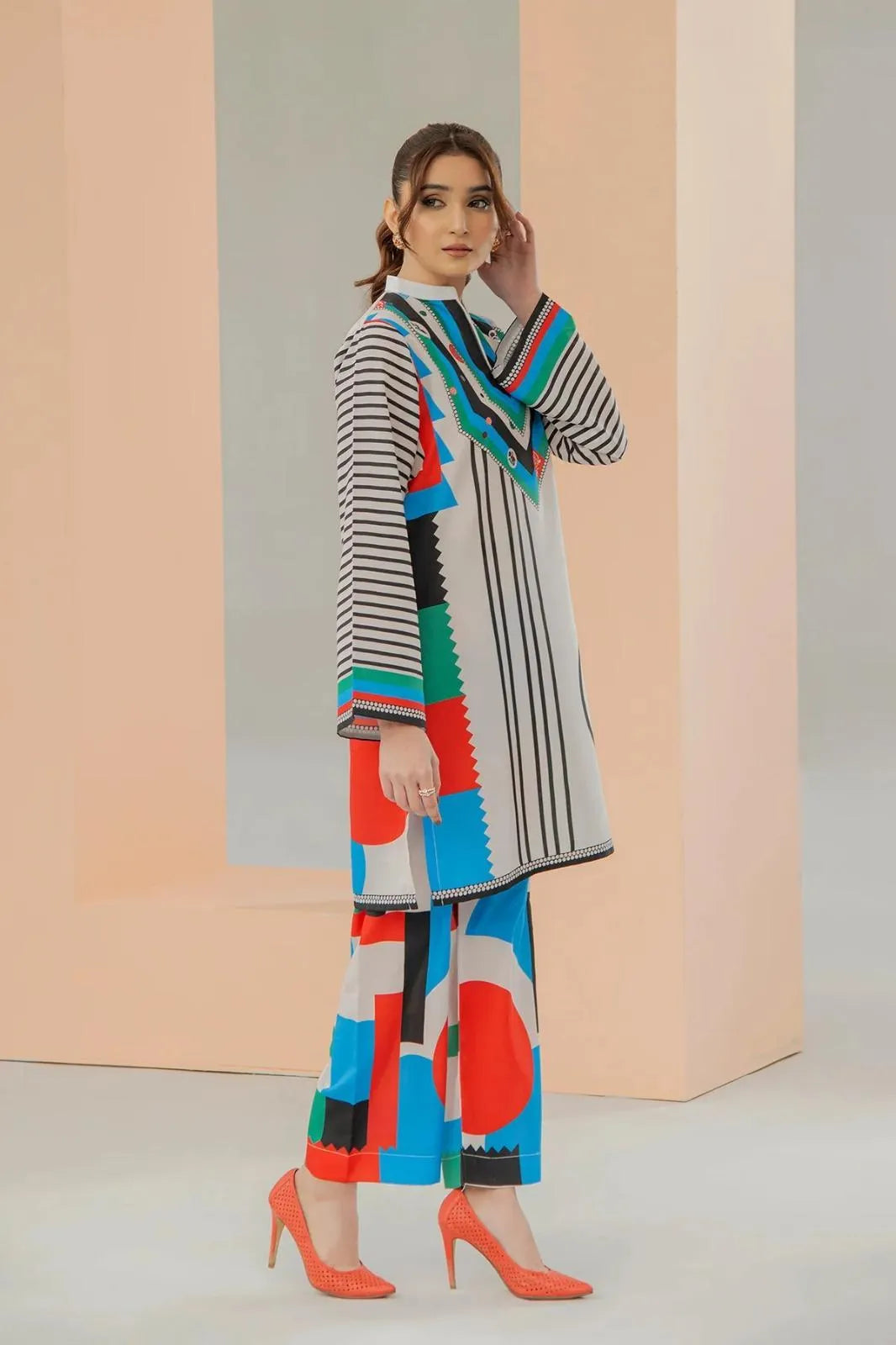 2 Pcs Women's Stitched Swiss Voile Printed Co-Ord Set