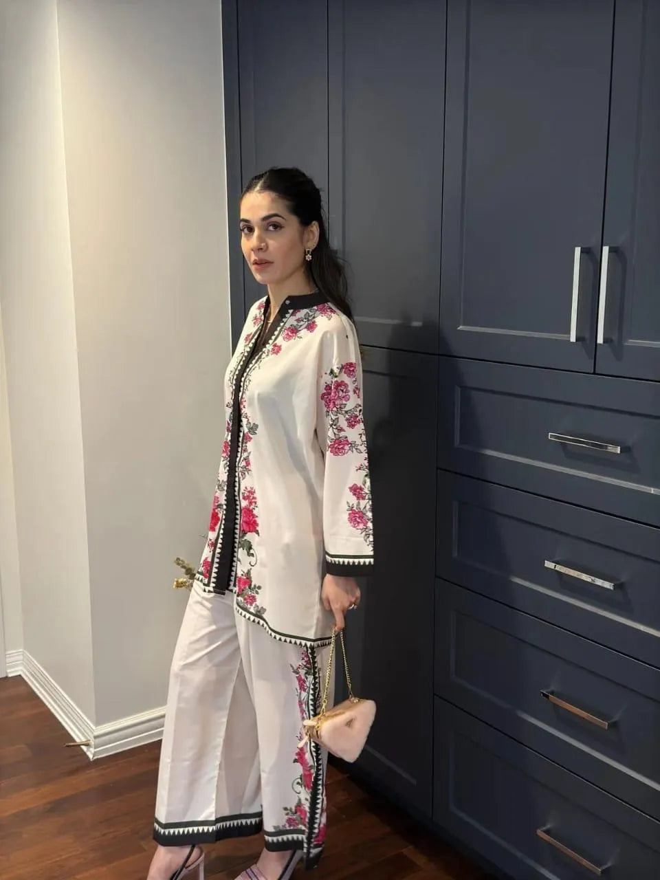 2 Pcs Women's Stitched Swiss Lawn Printed Co-Ord Set