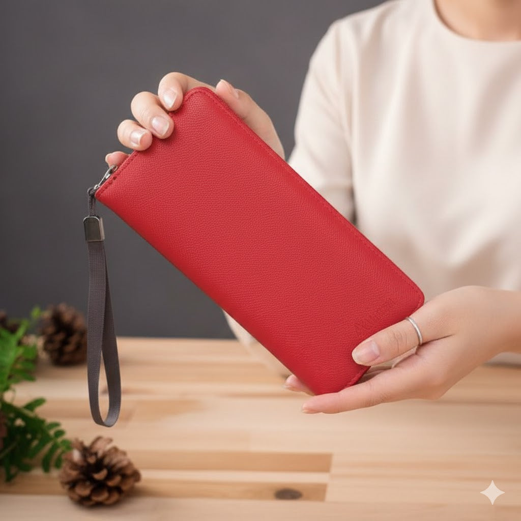 Stylish Women's Red PU Leather Clutch - 1 Pc Formal Accessory